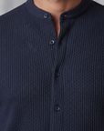 Completo Coordinato Uomo a Coste – Camicia Colletto Coreana e Pantaloncini - dettaglio