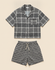 Completo Coordinato Uomo Camicia Tartan Estivo e Pantaloncini - Tartan Grigio