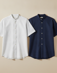 Camicia Uomo Effetto Seersucker – Fresca e Testurizzata Estiva - Navy e Bianco