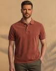 Polo Uomo Tinta in Capo – Colori Ricchi e Profondi Estivi - Terracotta - indossato
