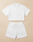 Completo Coordinato Uomo Camicia Doppio Ritorto e Pantaloncini - Bianco