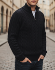 Uomo Maglione Treccia Mezza Zip