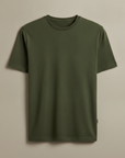 T-shirt Uomo in Cotone Premium Girocollo – Basic Essenziale - Verde Militare