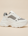 Sneakers Uomo Chunky Suola Alta – Streetwear Urban di Tendenza - Bianco con Grigio