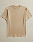 T-shirt Uomo Effetto Fiammato – Texture Slub Casual - Sabbia