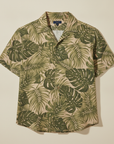 Camicia Uomo Camp Collar Fantasia Tropicale – Stile Vacanza - Palme Beige
