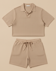 Completo Coordinato Uomo Polo Tricot e Pantaloncini - Beige