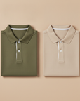 Polo Uomo Bicolore con Bottoni a Contrasto – Dettaglio di Stile - Verde e Beige