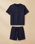 Completo Coordinato Uomo Felpa Leggera e Pantaloncini - Blu Navy