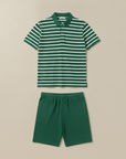 Completo Coordinato Uomo Polo a Righe e Bermuda - Verde e Bianco