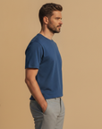 T-shirt Uomo Effetto Fiammato – Texture Slub Casual - vista laterale