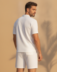 Completo Coordinato Uomo Camicia Piqué e Pantaloncini - vista posteriore