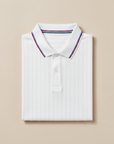 Polo Uomo Colletto a Righe Multiple – Bordi Rigati Eleganti - Bianco con Righe