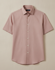 Camicia Uomo Manica Corta in Cotone – Casual Elegante Versatile - Rosa Cipria