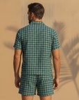 Completo Coordinato Uomo Camicia Tartan Estivo e Pantaloncini - vista posteriore