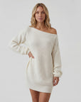 Abito maglione donna maglia strutturata – Abito mini spalle scoperte