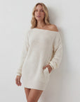 Abito maglione donna maglia strutturata – Abito mini spalle scoperte