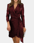 Mini abito con paillettes da donna – Taglio aderente stile portafoglio