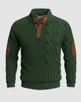 Maglione uomo con colletto alto e pelle scamosciata