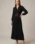 Abito lungo donna in tessuto leggero, scollo a V