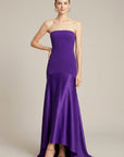 Abito lungo donna in raso viola, aderente