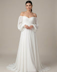 Abito lungo donna in chiffon, plissettato