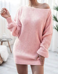 Abito spalle scoperte donna in maglia – Maniche a lanterna taglio ampio