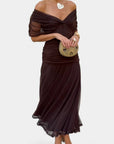 Abito lungo donna in chiffon, scollo a V — vista 10