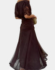Abito lungo donna in chiffon, scollo a V — vista 11