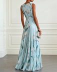 Abito lungo donna in chiffon, scollo a V — vista 7