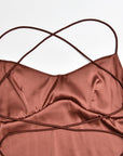 Abito lungo donna in raso, schiena scoperta — vista 5