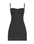 Abito corto aderente donna a pois – scollo a cuore e tessuto leggero elasticizzato