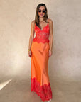 Abito lungo donna in pizzo, scollo a V — vista 6