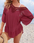 Vestito Mini Donna in Tessuto Intrecciato – Bordo all’Uncinetto e Taglio Ajoure