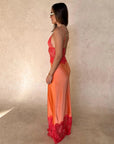 Abito lungo donna in pizzo, scollo a V — vista 8