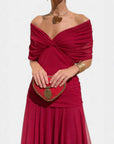 Abito lungo donna in chiffon, scollo a V — vista 12
