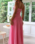 Abito lungo donna in cotone, scollo a V — vista 4