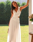 Abito lungo donna in cotone, scollo a V — vista 7