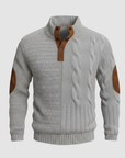 Maglione uomo con colletto alto e pelle scamosciata