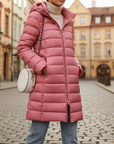 Piumino Lungo Donna Invernale con Cappuccio
