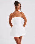 Abito mini donna bustier – taglio strutturato, gonna svasata a trapezio