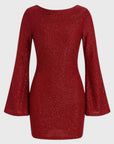 Vestito Mini Donna con Paillettes – Maniche Ampie e Taglio Attillato