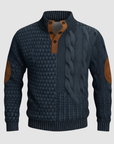 Maglione uomo con colletto alto e pelle scamosciata