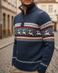 Maglione Uomo con Zip e Motivo Natalizio