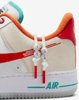 Nike Air Force 1 Low PRM Just Do It White Red Teal sneakers basse uomo e donna pelle bianco rosso, dettaglio tomaia