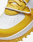 Nike Air Force 1 Mid Off-White Varsity Maize sneakers alte uomo e donna pelle bianco giallo, dettaglio suola