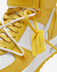 Nike Air Force 1 Mid Off-White Varsity Maize sneakers alte uomo e donna pelle bianco giallo, vista frontale