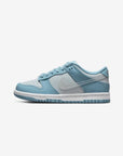 Nike Dunk Low Clear Blue Swoosh sneakers basse bambino in pelle blu, vista laterale