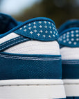 Nike Dunk Low Industrial Blue Sashiko sneakers basse uomo e donna in pelle blu, vista laterale