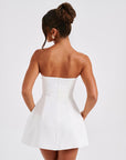 Abito mini donna bustier – taglio strutturato, gonna svasata a trapezio